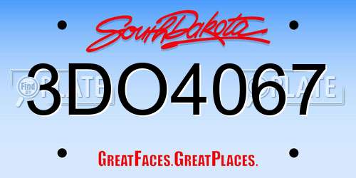 3DO4067 South Dakota License Plate