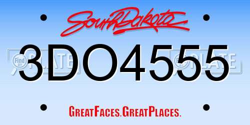 3DO4555 South Dakota License Plate