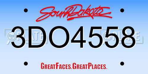 3DO4558 South Dakota License Plate