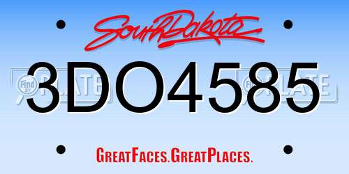 3DO4585 South Dakota License Plate