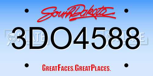 3DO4588 South Dakota License Plate