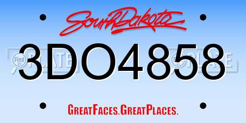 3DO4858 South Dakota License Plate