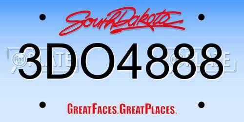 3DO4888 South Dakota License Plate