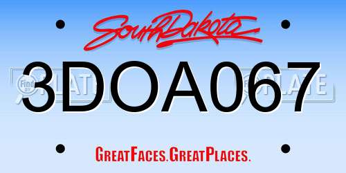 3DOA067 South Dakota License Plate