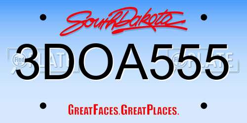 3DOA555 South Dakota License Plate