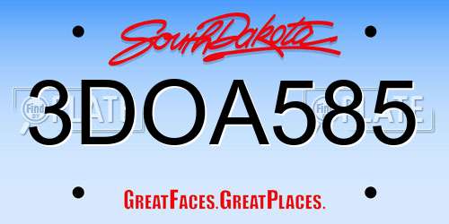 3DOA585 South Dakota License Plate