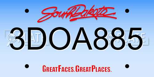 3DOA885 South Dakota License Plate