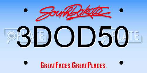 3DOD50 South Dakota License Plate