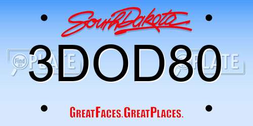 3DOD80 South Dakota License Plate