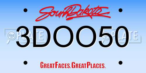 3DOO50 South Dakota License Plate