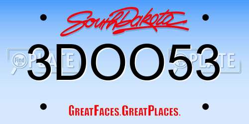 3DOO53 South Dakota License Plate