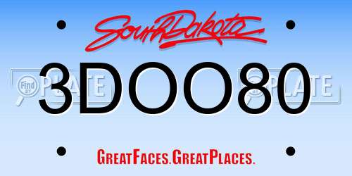 3DOO80 South Dakota License Plate