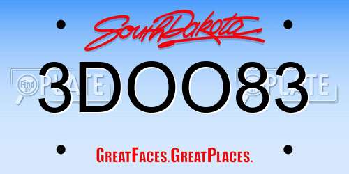 3DOO83 South Dakota License Plate