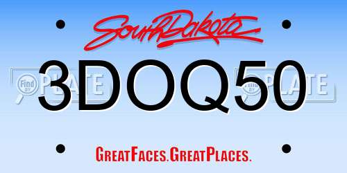 3DOQ50 South Dakota License Plate