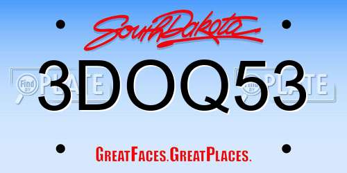 3DOQ53 South Dakota License Plate