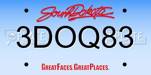 3DOQ83 South Dakota License Plate