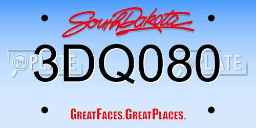 3DQ080 South Dakota License Plate