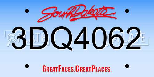 3DQ4062 South Dakota License Plate