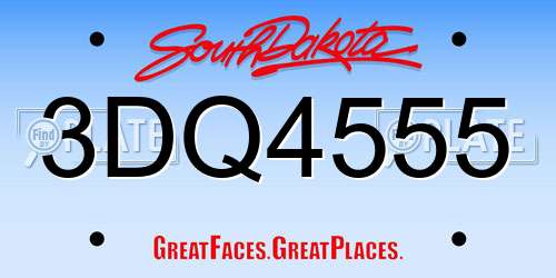 3DQ4555 South Dakota License Plate