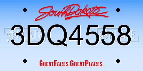 3DQ4558 South Dakota License Plate