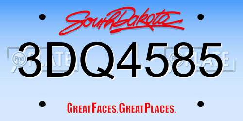 3DQ4585 South Dakota License Plate