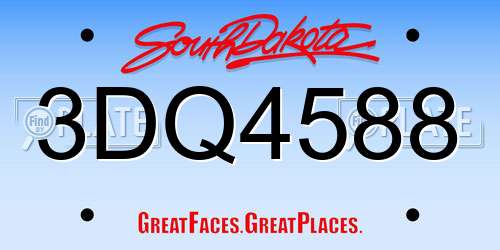 3DQ4588 South Dakota License Plate
