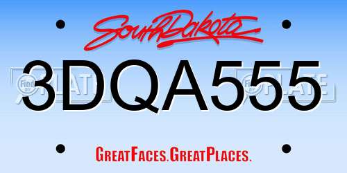 3DQA555 South Dakota License Plate