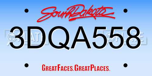 3DQA558 South Dakota License Plate