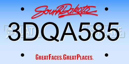 3DQA585 South Dakota License Plate