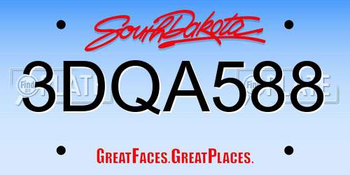 3DQA588 South Dakota License Plate