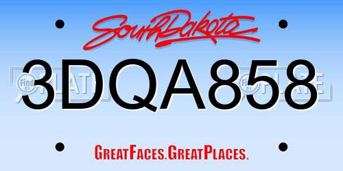 3DQA858 South Dakota License Plate