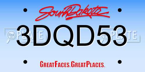 3DQD53 South Dakota License Plate