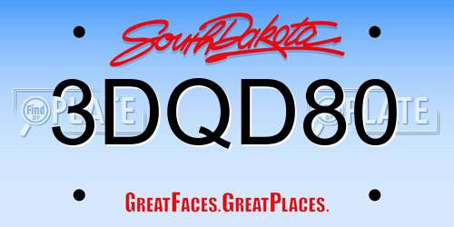 3DQD80 South Dakota License Plate