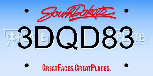 3DQD83 South Dakota License Plate