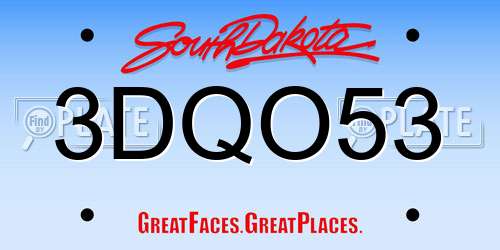 3DQO53 South Dakota License Plate