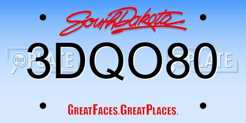 3DQO80 South Dakota License Plate