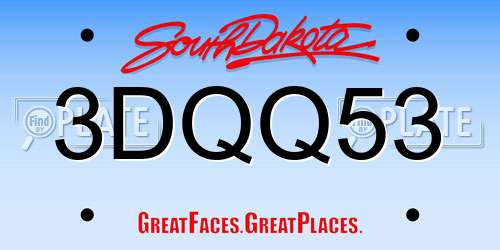 3DQQ53 South Dakota License Plate
