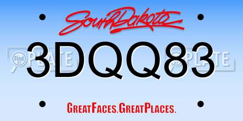 3DQQ83 South Dakota License Plate