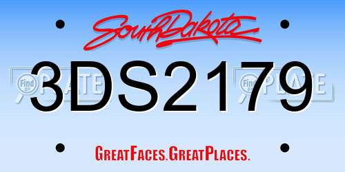 3DS2179 South Dakota License Plate