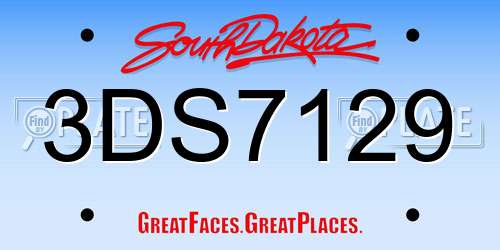 3DS7129 South Dakota License Plate