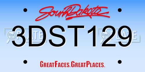 3DST129 South Dakota License Plate