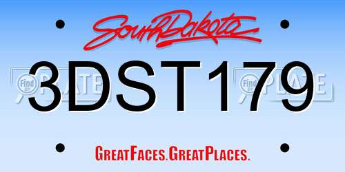 3DST179 South Dakota License Plate