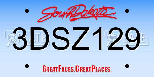 3DSZ129 South Dakota License Plate