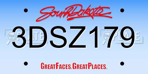 3DSZ179 South Dakota License Plate