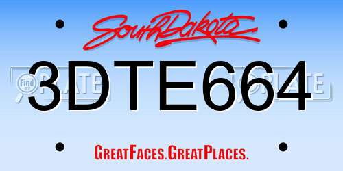3DTE664 South Dakota License Plate