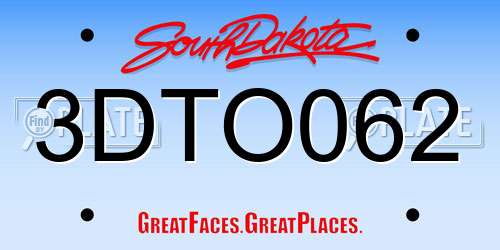 3DTO062 South Dakota License Plate