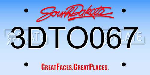 3DTO067 South Dakota License Plate