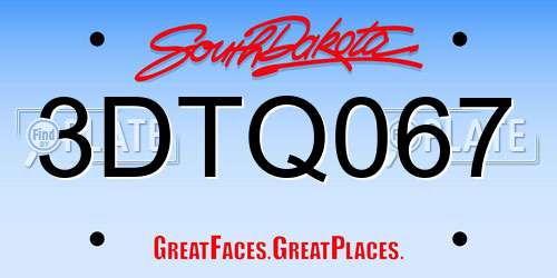 3DTQ067 South Dakota License Plate