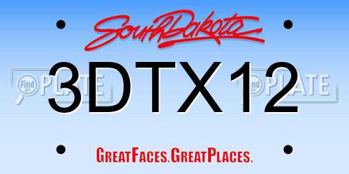 3DTX12 South Dakota License Plate