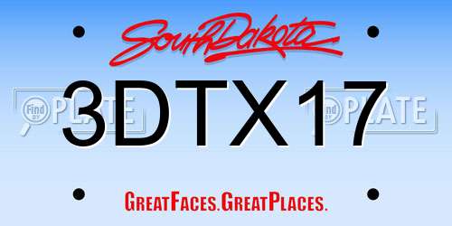3DTX17 South Dakota License Plate